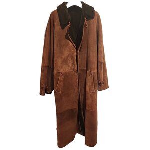BALLY ITALY size XL XXL Euro 46 Mens Shearling leather long stadium coat jacket